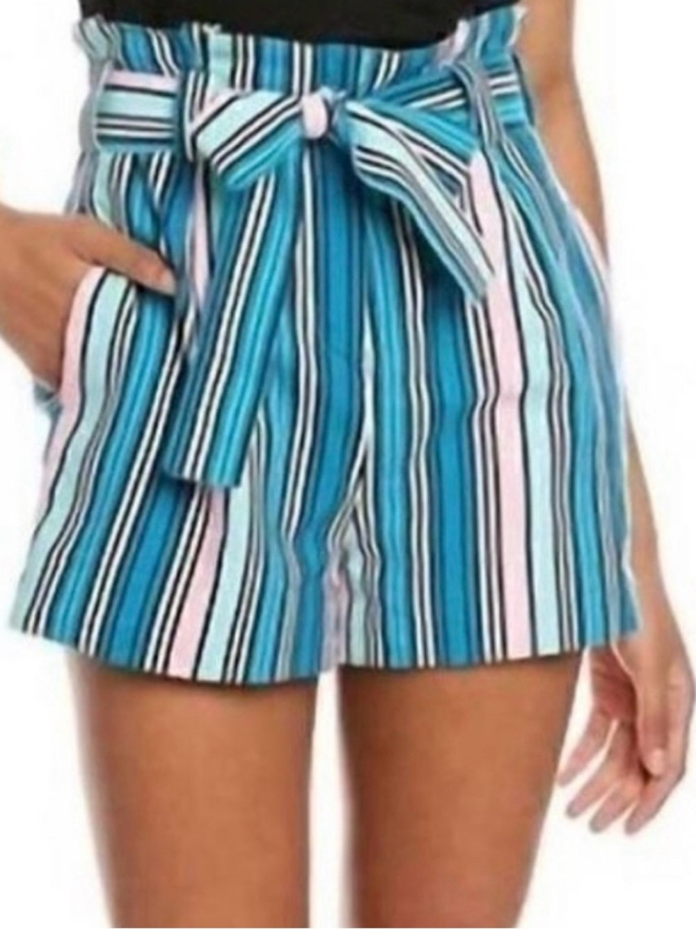 Marie Oliver • Piper striped paper bag shorts